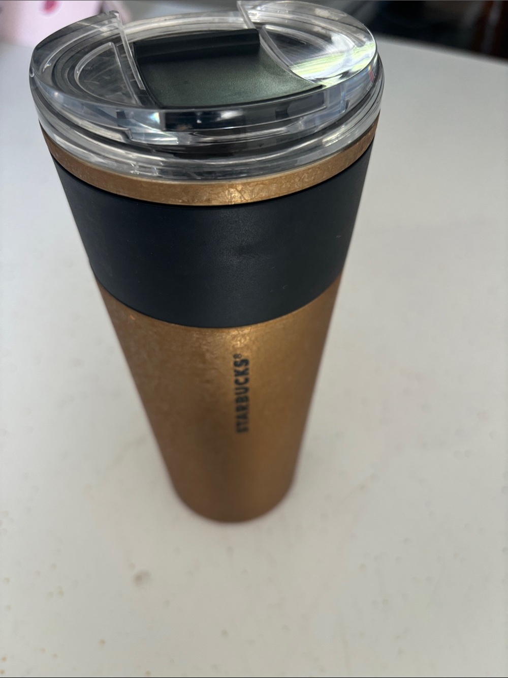 Starbucks Metallic Gold and Black Insulated Travel Mug